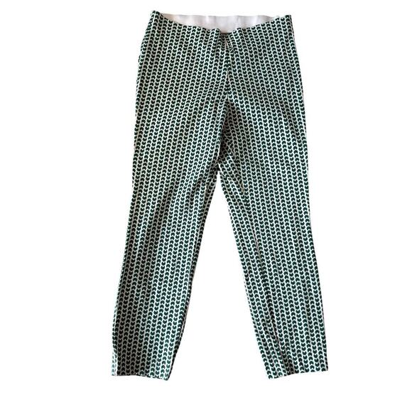 Women's High Rise Slim fit Ankle Pants Green & White Half Moon Print Size 10 - Picture 2 of 6